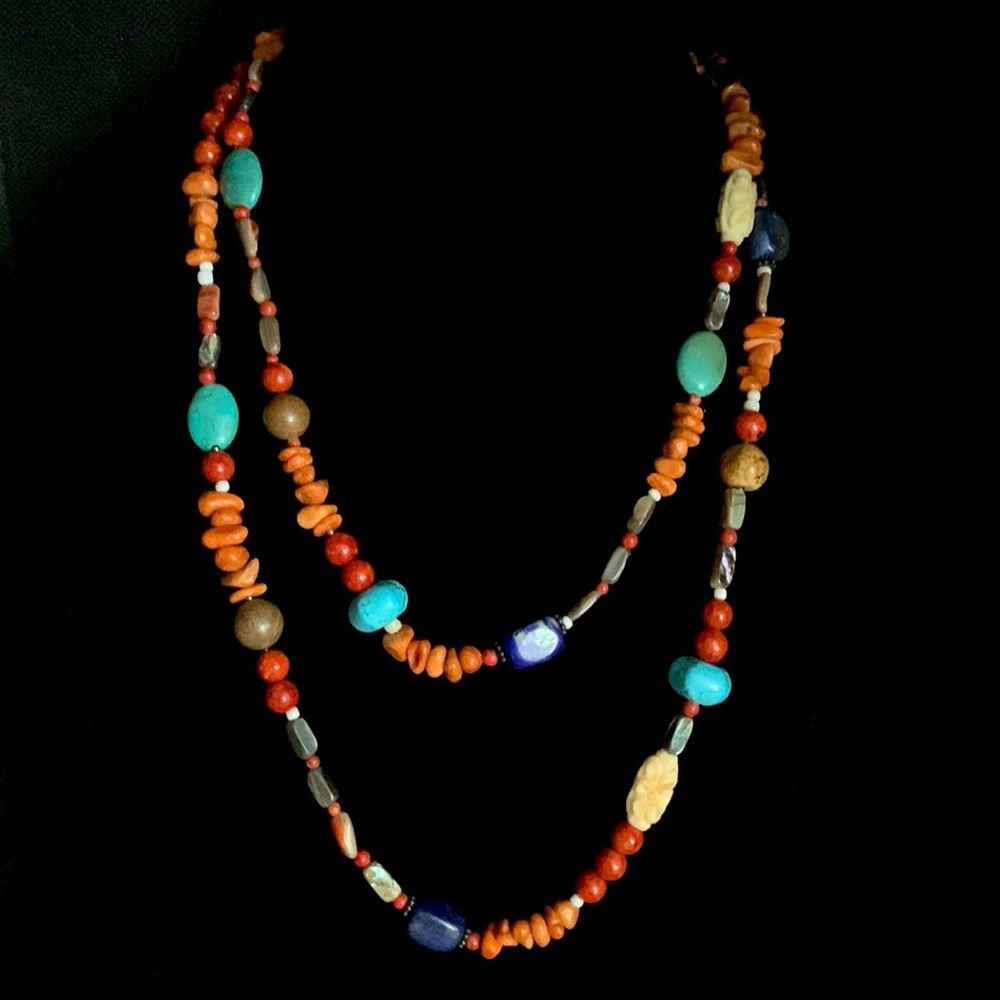 Sundance Peyote Bird multi gemstone necklace